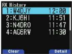 RX History 1: W4DJY 12:00 2: KJ6HI 11:51 3: N4DRO 11:47 4: AG6RW 11:30 Clear Detail