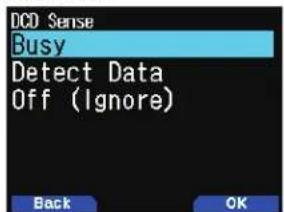DCD Sense Busy Detect Data Off (Ignore) Back OK