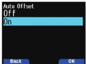 Auto Offset Off On Back OK