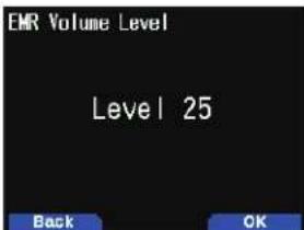 EMR Volume Level Level 25 Back OK