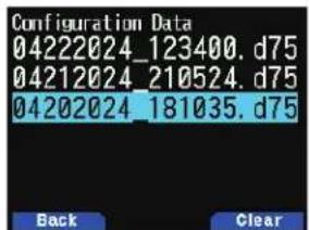 Configuration Data 04222024_123400.d75 04212024_210524.d75 04202024_181035.d75 Back Clear