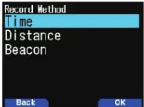 Record Method Time Distance Beacon Back OK