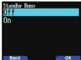Standby Beep Off On Back OK
