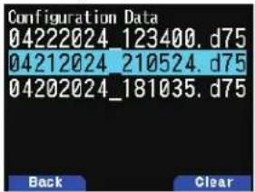Configuration Data 04222024_123400.d75 04212024_210524.d75 04202024_181035.d75 Back Clear