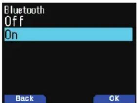 Bluetooth Off On Back OK