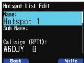 KENWOOD TH-D75A - Modifier la liste des hotspots - 3