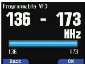 Programmable VFO 136 - 173 MHz 136 173 Back OK