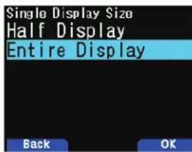 Single Display Size Half Display Entire Display Back OK