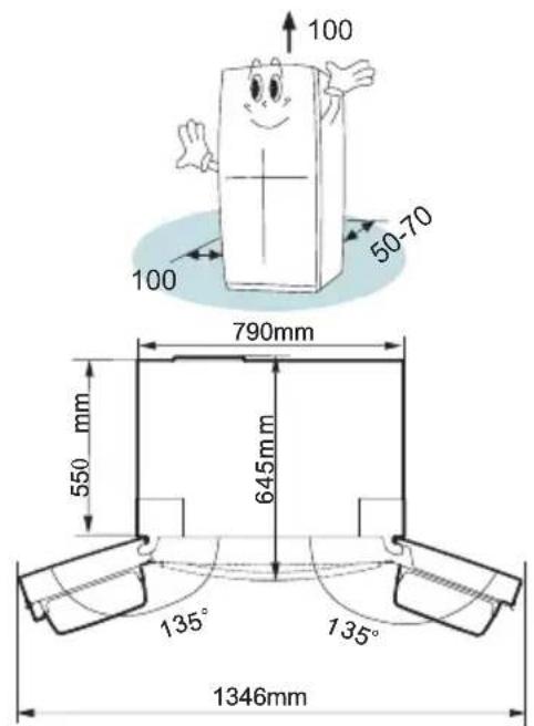 100 50-70 100 790mm 550 mm 645 mm 135° 135° 1346mm