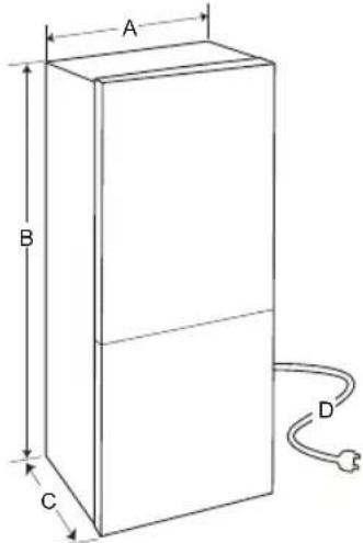 LG GBP62MCTBC - Mööttmed ja vahemaad - 1