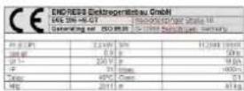 Endress ESE 506 DHS-GT - Labels on the generator - 10