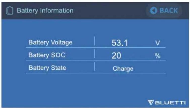 BLUETTI EP500Pro - « Battery Information » (informations sur la batterie) - 1