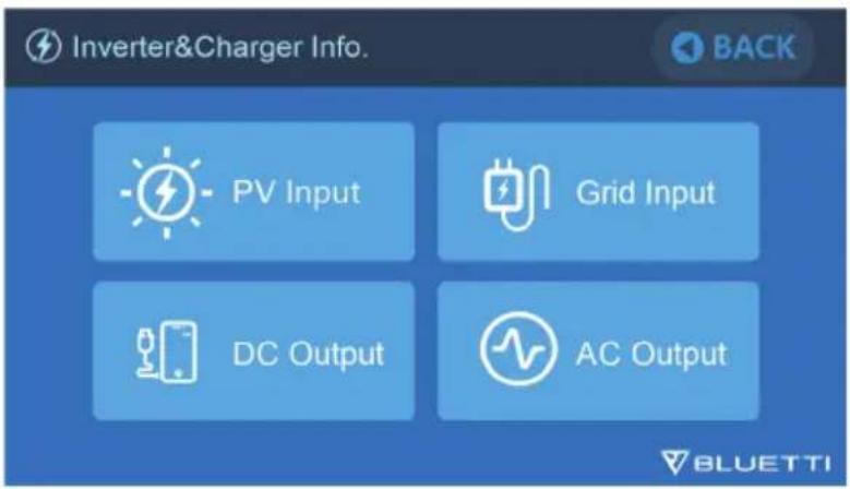 BLUETTI EP500Pro - « Inverter&Charger Info. » (informations sur le convertisseur et le chargeur) - 1