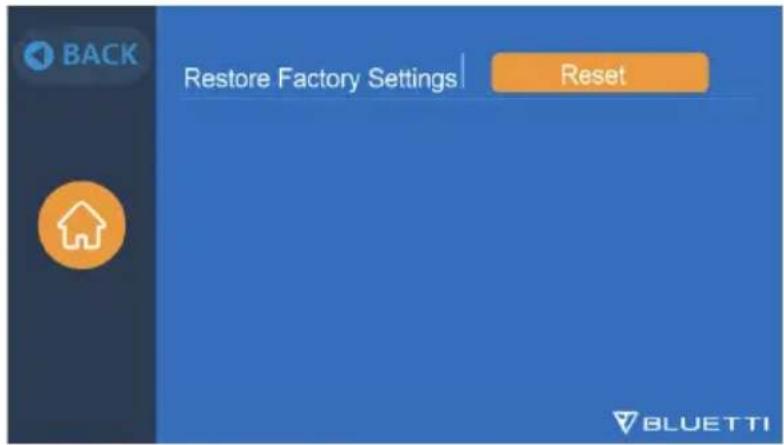 BLUETTI EP500Pro - « Restore Factory Settings » (rétablir les paramètres d'usine) - 1