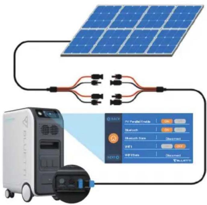 BLUETTI EP500Pro - Méthode de charge 3 : charge solaire (à l'aide d'un câble aviation 4 pôles-MC4) - 8
