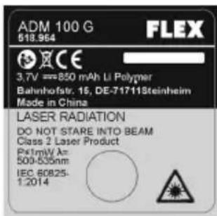 Flex ADM 70 G - Contrassegno sull'apparecchio - 2