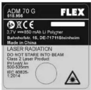 Flex ADM 100 G - Contrassegno sull'apparecchio - 1