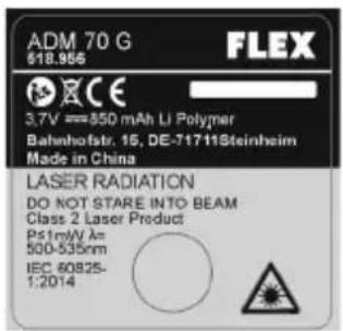 Flex ADM 100 G - Markering op gereedschap - 1