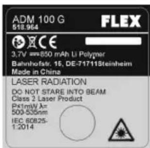 Flex ADM 100 G - Mærkning på instrumentet - 2