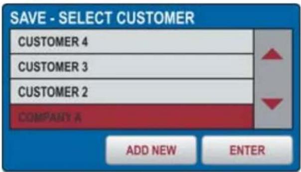 SAVE - SELECT CUSTOMER CUSTOMER 4 CUSTOMER 3 CUSTOMER 2 COMPANY A ADD NEW ENTER