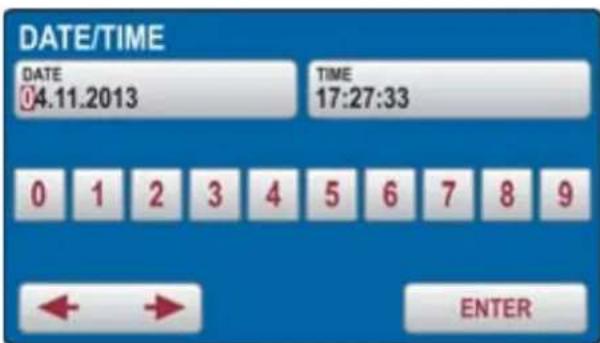 DATE/TIME DATE 04.11.2013 TIME 17:27:33 0 1 2 3 4 5 6 7 8 9 ← → ENTER
