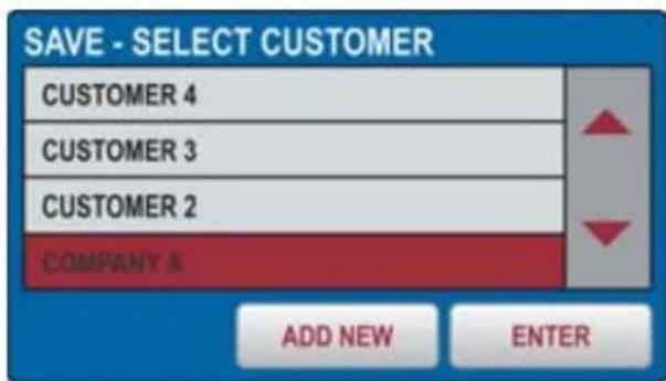 SAVE - SELECT CUSTOMER CUSTOMER 4 CUSTOMER 3 CUSTOMER 2 COMPANY A ADD NEW ENTER