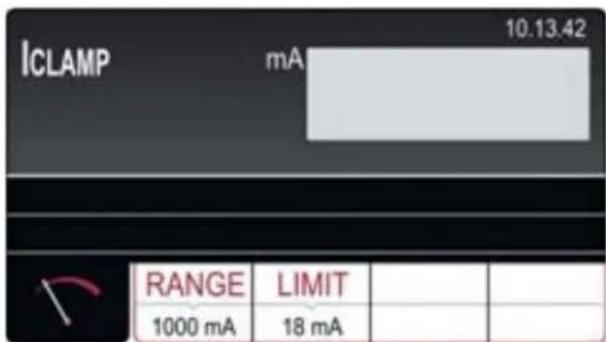 ICLAMP mA 10.13.42 RANGE LIMIT 1000 mA 18 mA
