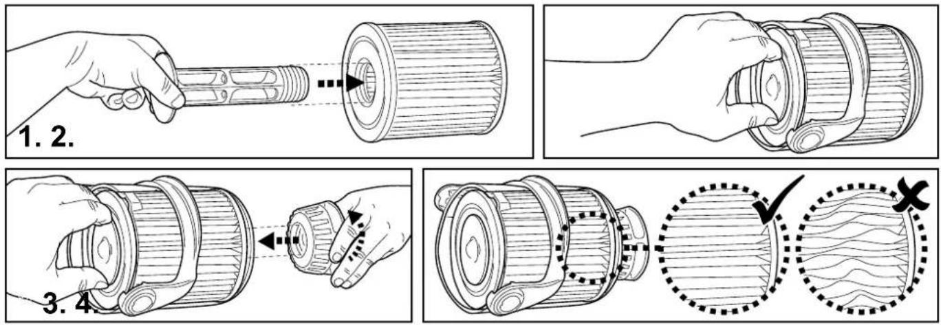 KOKIDO EV60 - Set-up for LEAF-OUT™ and SAND-OUT™ function Cleaning fine debris (with cartridge filter) - 1