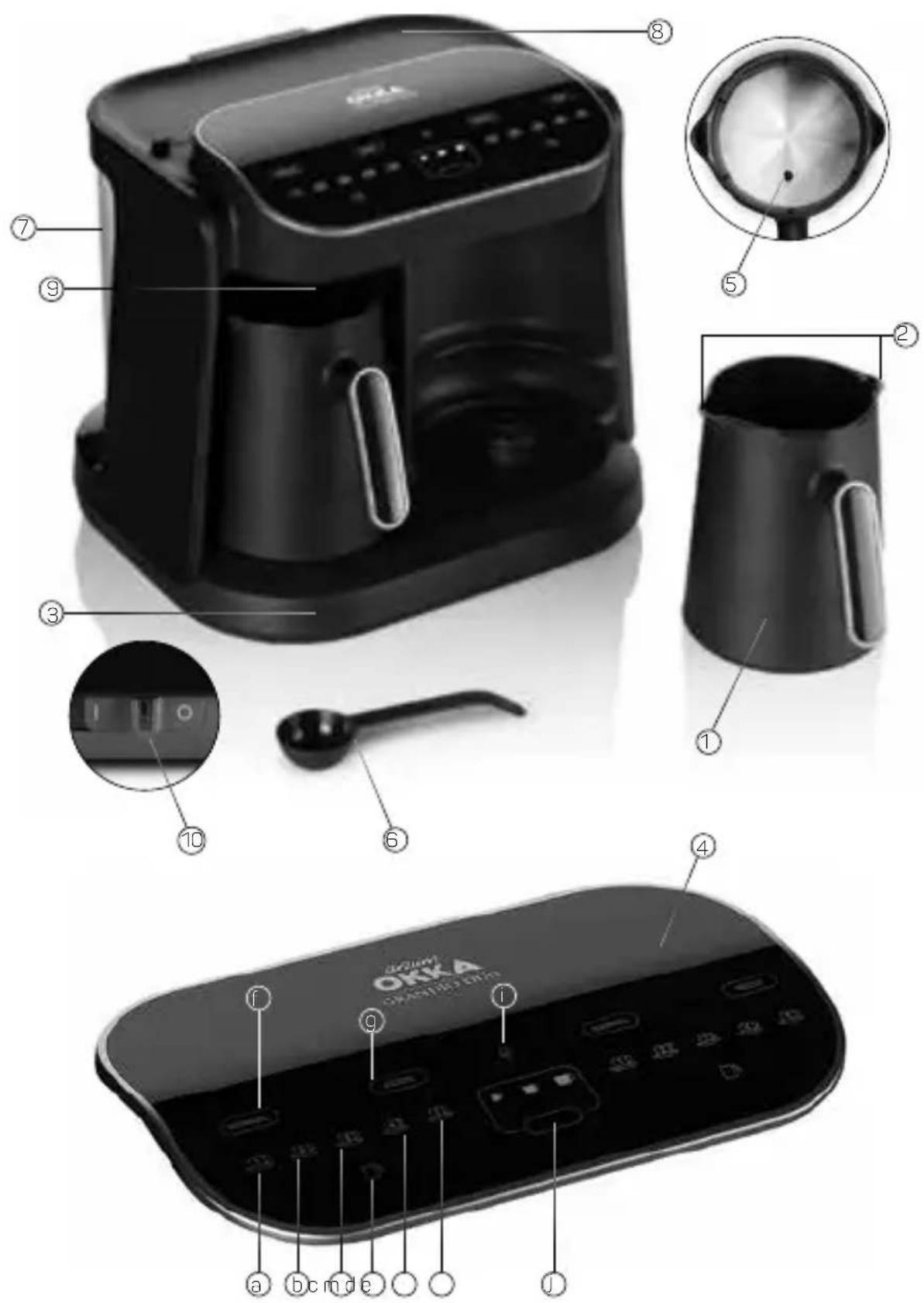 Arzum Okka Grandio Duo - SPÉCIFICATIONS GÉNÉRALES ET TECHNIQUES DE LA MACHINE - 1
