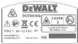 DEWALT DCE0825R - Étiquettes d'avertissement - 4