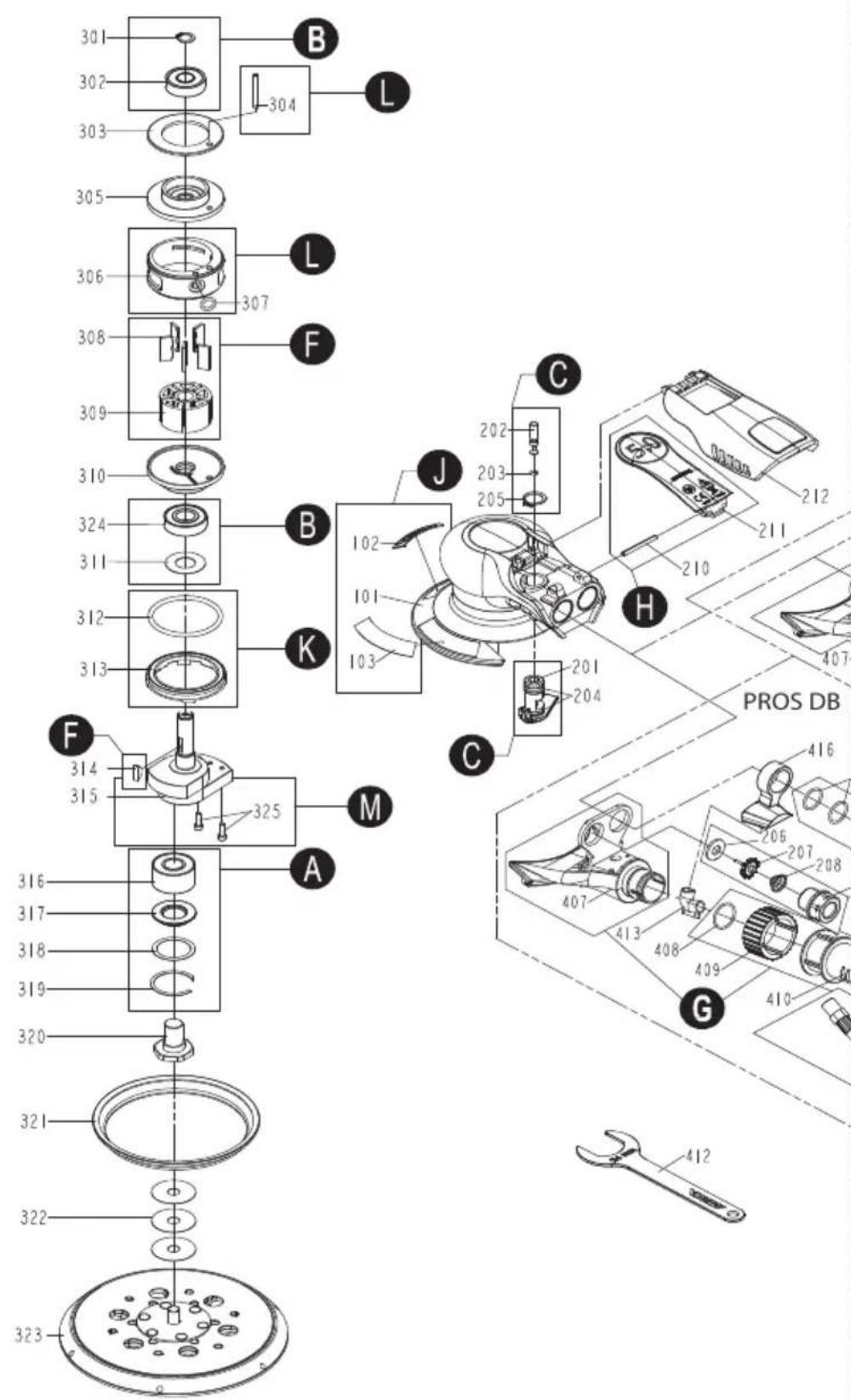 Mirka PROS 680CV - Exploded view - 1