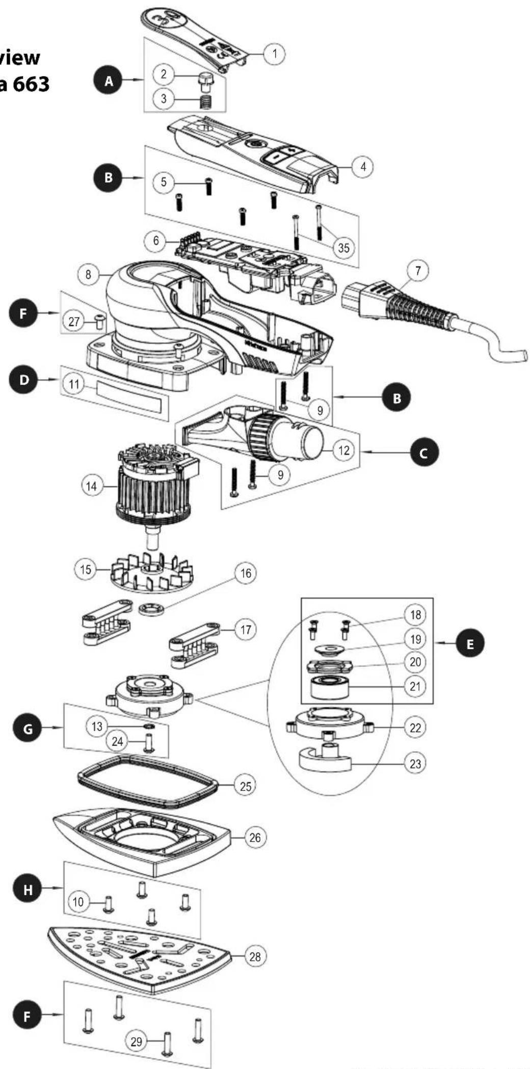 Mirka DEOS 663CV - Exploded view DEOS 353 & 383 - 2