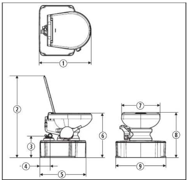 DOMETIC M65-5000 - Dimensiones del inodoro - 1