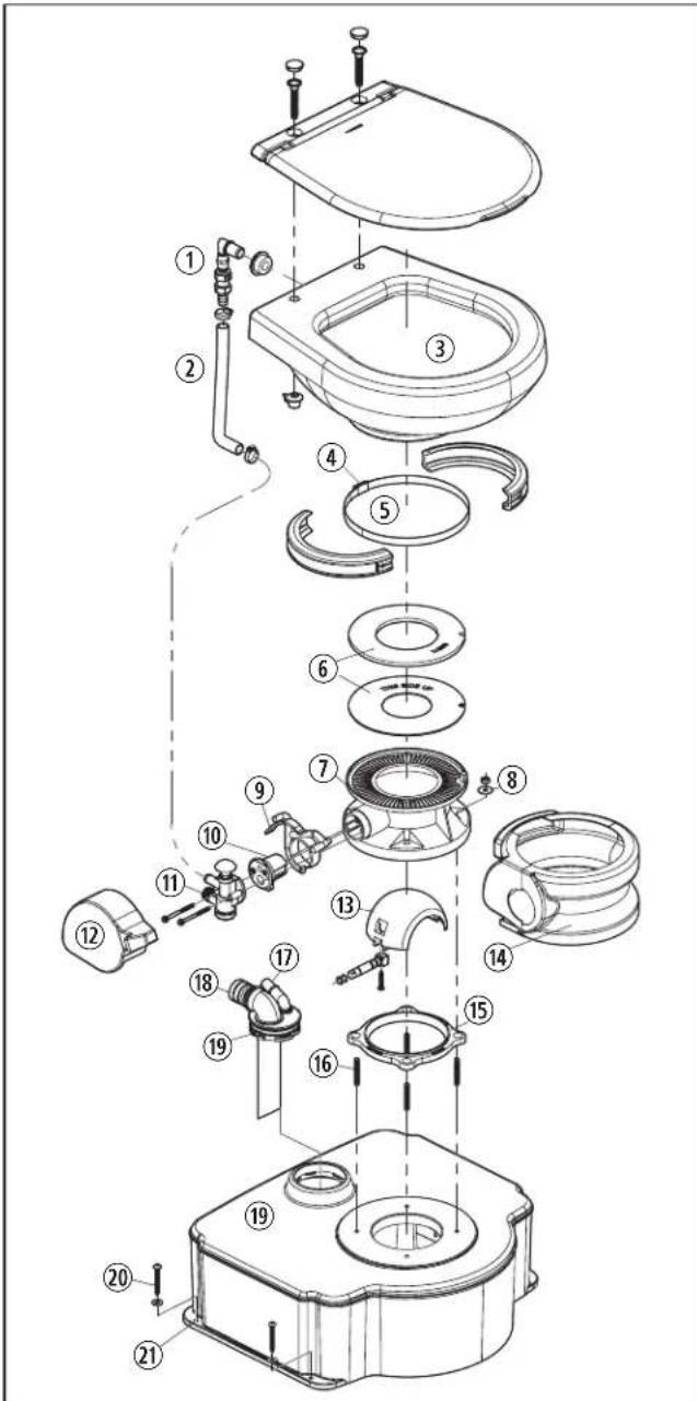 DOMETIC M65-5000 - Emplacement des composants - 1