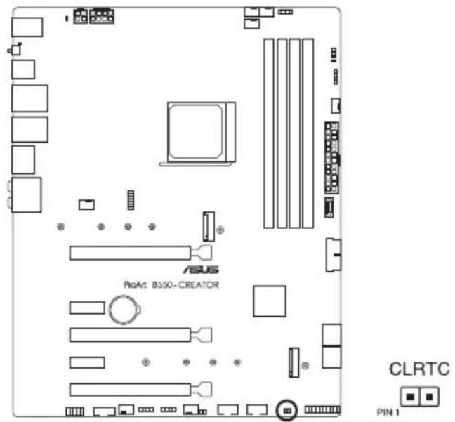 ASUS ProArt B550-CREATOR - Cavalier d'effacement de mémoire CMOS (Clear CMOS) - 1