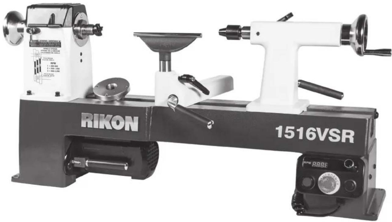 RIKON 70-1516VSR - Tour à bois MIDI à vitesse variable 12" x 16-1/2" - 1