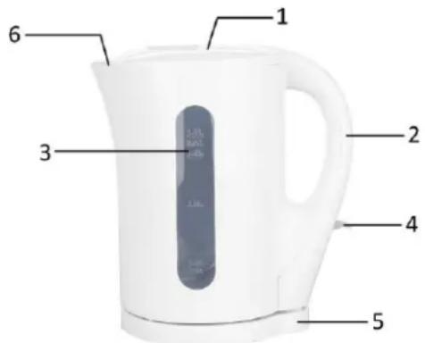 Emerio WK-123483.1 - USAGE DOMESTIQUE UNIQUEMENT DESCRIPTION DES PIECES - 1