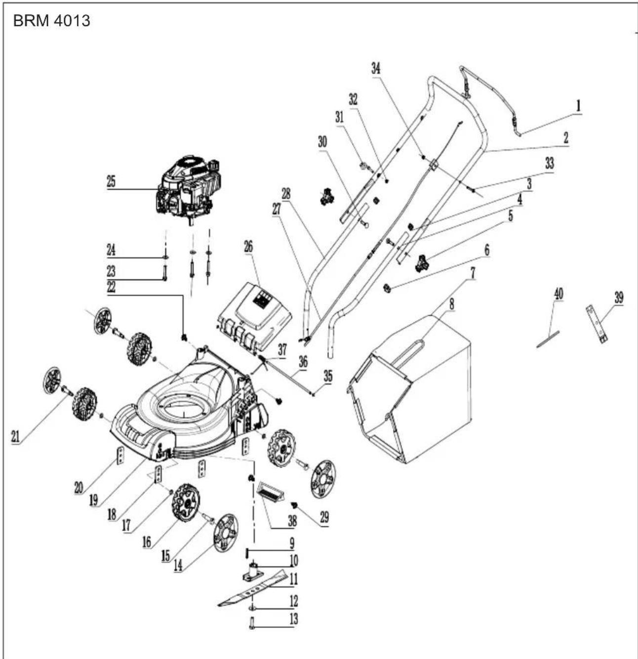 Grizzly BRM 4013 - Explosionszeichnung • Exploded Drawing Explosietekening • Vue éclatée Vista esplosa • Rysunek samorozwijający Výkres sestavení • Trimatis vaizdas Výkres náhradných dielov • Plano de explosión - 1