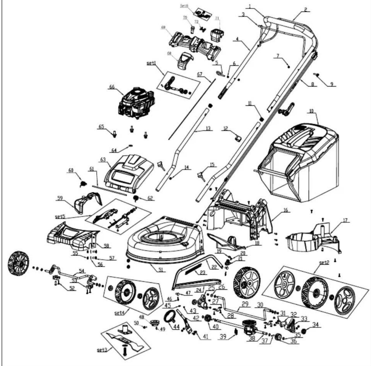 Grizzly BRM4615-22A E-Start - Explosionszeichnung • Exploded Drawing Explosietekening • Vue éclatée Vista esplosa • Rysunek samorozwijający Výkres sestavení • Trimatis vaizdas Výkres náhradných dielov • Plano de explosión - 1