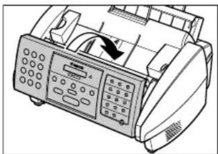 CANON FAX-B160 - Tad, kad esat beiguši, aizveriet kontroles paneli, uzspiežot uz tā vidus daļas. - 1