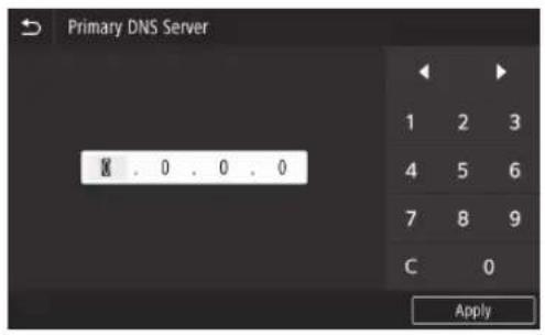 CANON WG7450F - Geben Sie die IP-Adresse für den primären DNS-Server ein, und drücken Sie dann . - 1