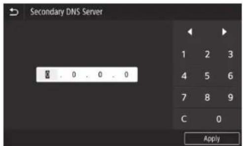 CANON WG7450F - Se necessário, selecione  e insira o endereço IP do servidor DNS secundário. - 1