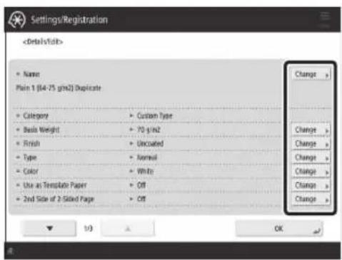 CANON imagePRESS C165 - Press  for the item you want to change. - 2