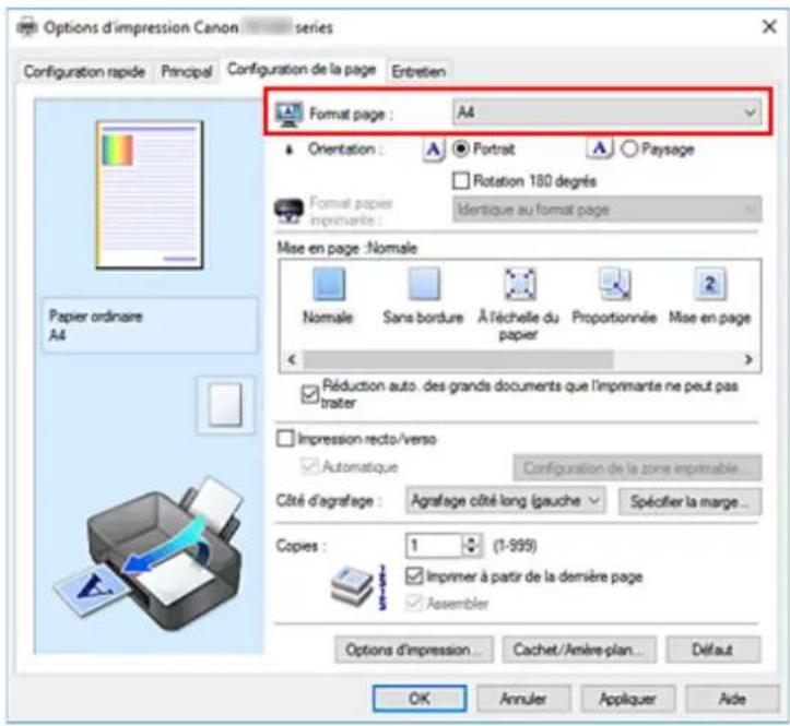 CANON PIXMA TR7650 - Définition d'un Format page et d'une Orientation - 1