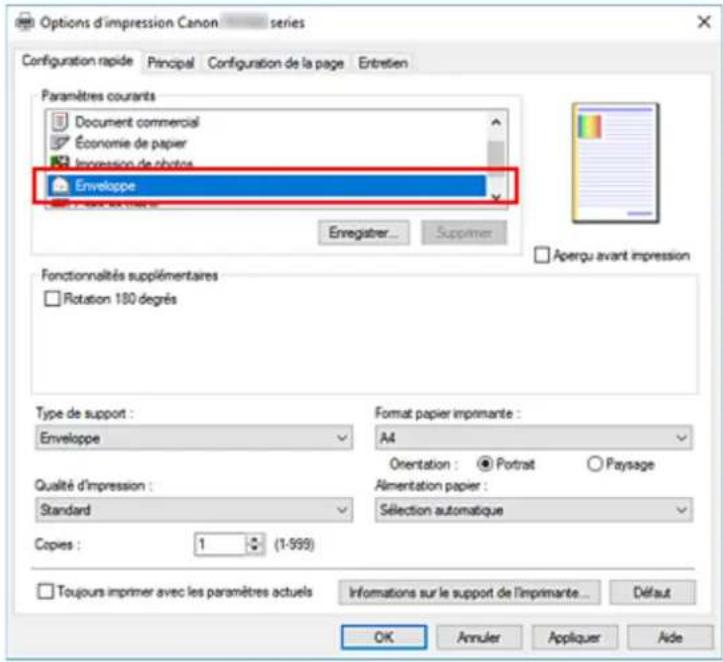 CANON PIXMA TR7650 - Configuration de l'impression des enveloppes - 1