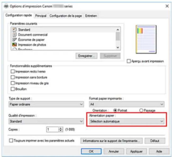 CANON PIXMA TR7650 - Sélection de la source d'alimentation en papier - 1