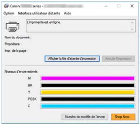 CANON PIXMA TR7650 - Vérification du niveau d'encre à partir de votre ordinateur - 1
