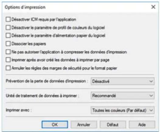 CANON PIXMA TR7650 - Changement des options d'impression - 2