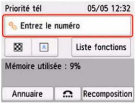 CANON PIXMA TR7650 - Composez le numéro de fax/téléphone du destinataire. - 1