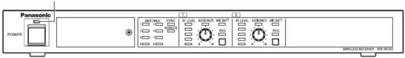 Panasonic POWER 1 2 ANTENNA SYNC RF LEVEL AUDIO/WUTE MIC BATT RF LEVEL AUDIO/WUTE MIC BATT 1 5 REMOTE 2 4 3 7 4 6 0 10 0 10 WIRELESS RECEIVER WX-SR202